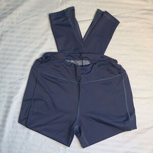 Victoria Sport L ladies yoga pants. Gray. Semi sheer stripe thigh to ankle